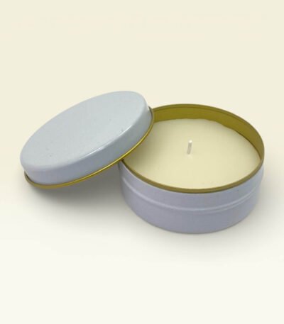 Vanilya Kokulu Beyaz Teneke Mum