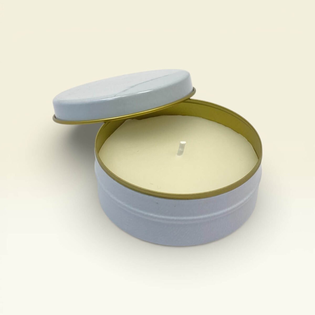 Vanilya Kokulu Beyaz Teneke Mum