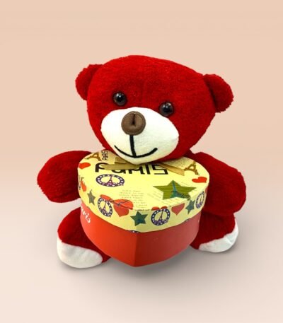 Kalp Kutulu Kırmızı Peluş Ayıcık