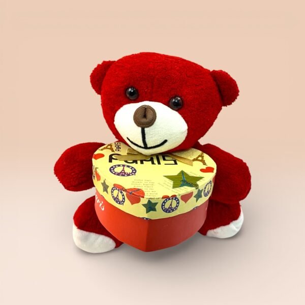 Kalp Kutulu Kırmızı Peluş Ayıcık