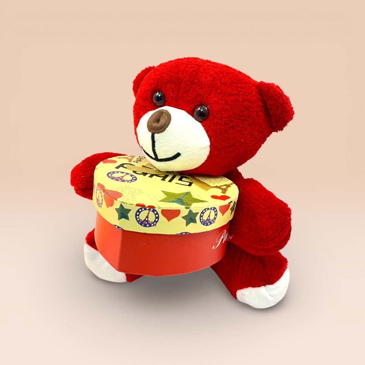 Kalp Kutulu Kırmızı Peluş Ayıcık