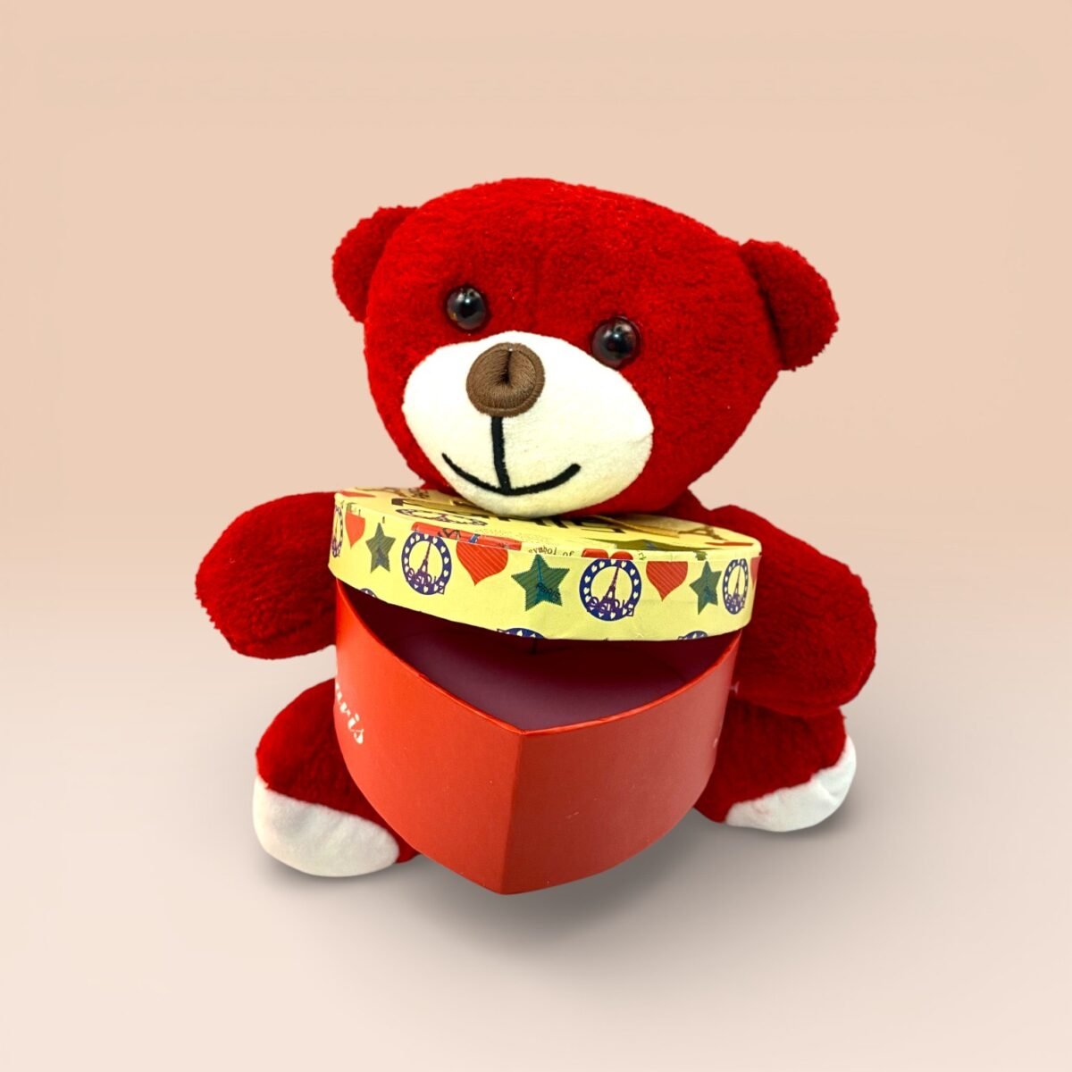 Kalp Kutulu Kırmızı Peluş Ayıcık