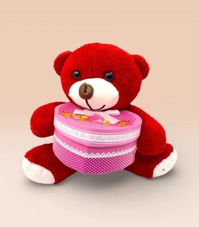Kalp Kutulu Kırmızı Peluş Ayıcık