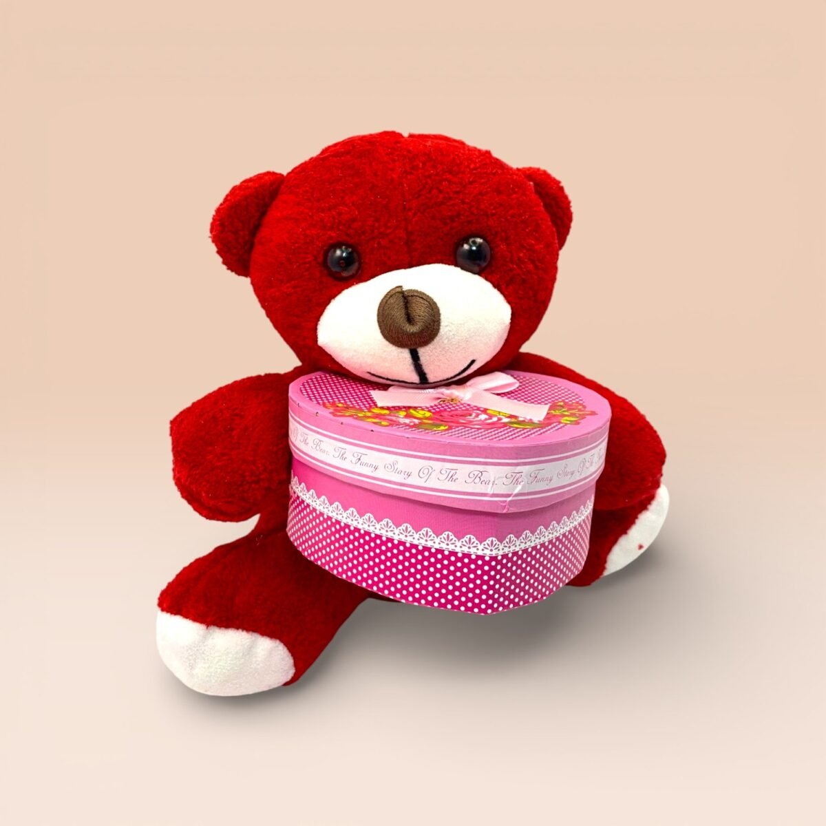 Kalp Kutulu Kırmızı Peluş Ayıcık