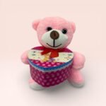 Kalp Kutulu Sevimli Pembe Peluş Ayıcık