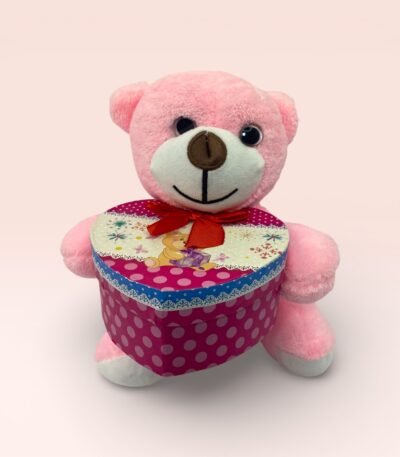 Kalp Kutulu Sevimli Pembe Peluş Ayıcık