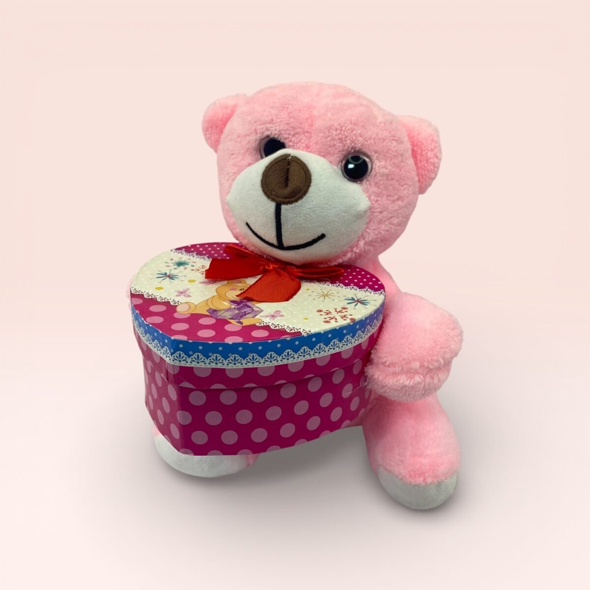Kalp Kutulu Sevimli Pembe Peluş Ayıcık