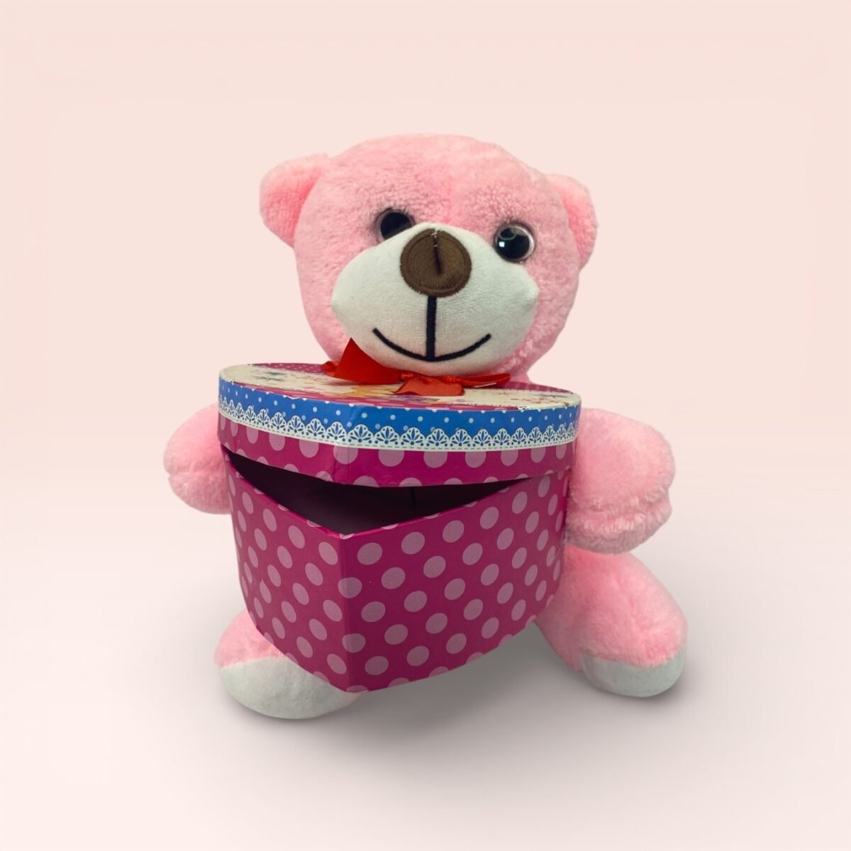 Kalp Kutulu Sevimli Pembe Peluş Ayıcık