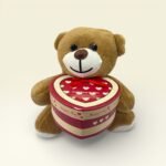 Kalp Kutulu Kahverengi Peluş Ayıcık