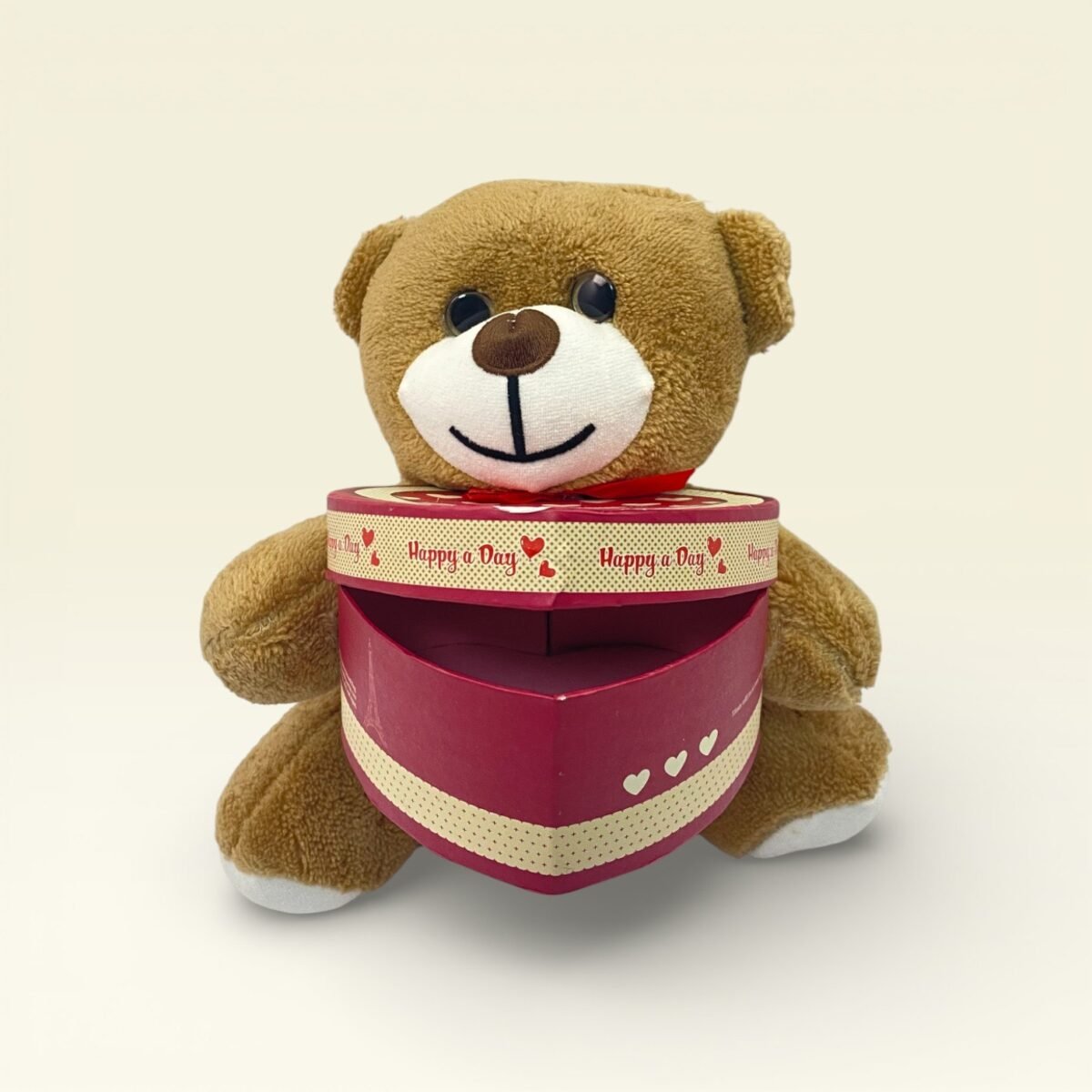 Kalp Kutulu Kahverengi Peluş Ayıcık