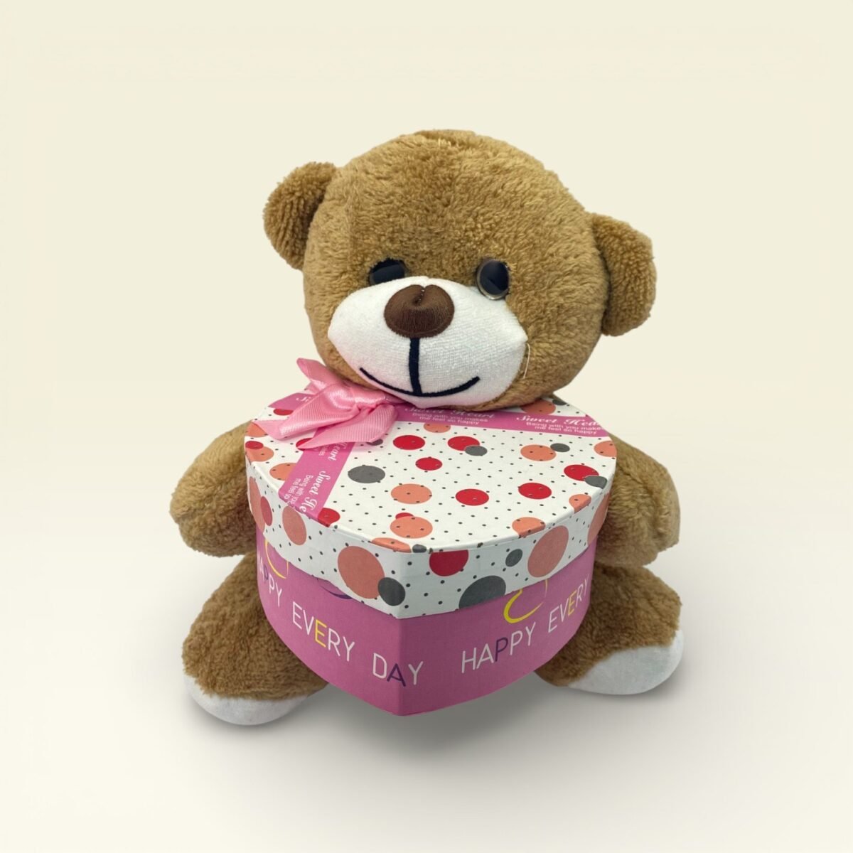 Kalp Kutulu Kahverengi Peluş Ayıcık