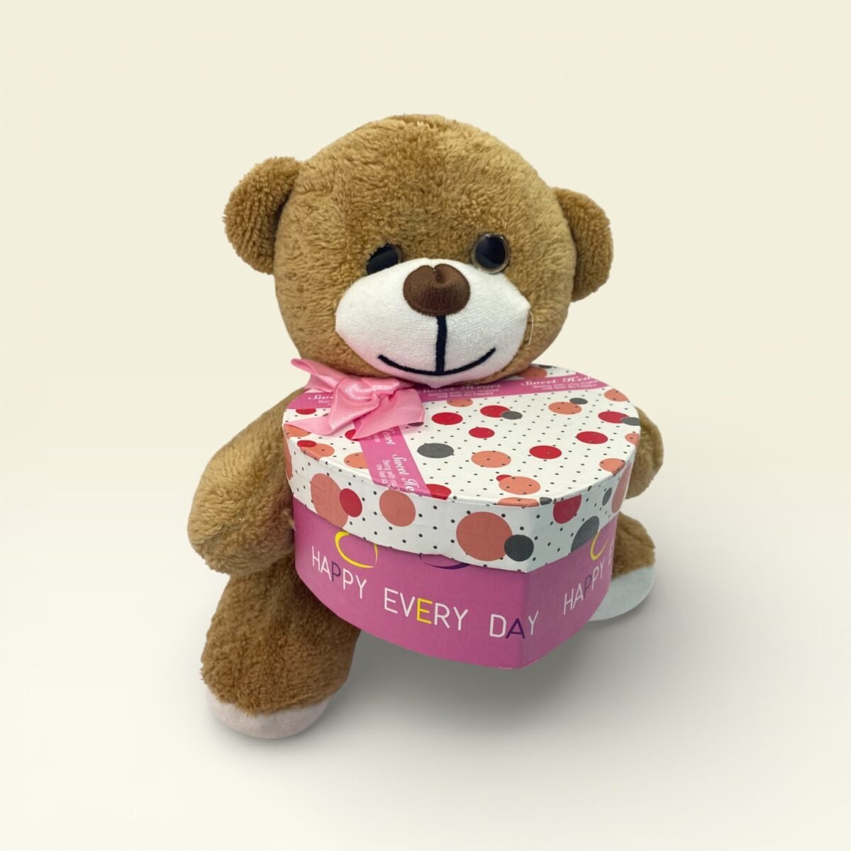 Kalp Kutulu Kahverengi Peluş Ayıcık