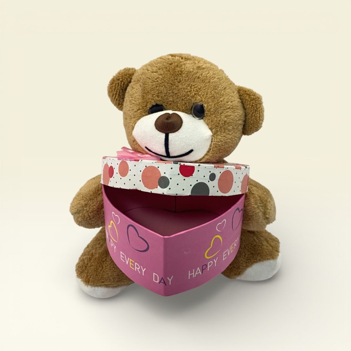 Kalp Kutulu Kahverengi Peluş Ayıcık