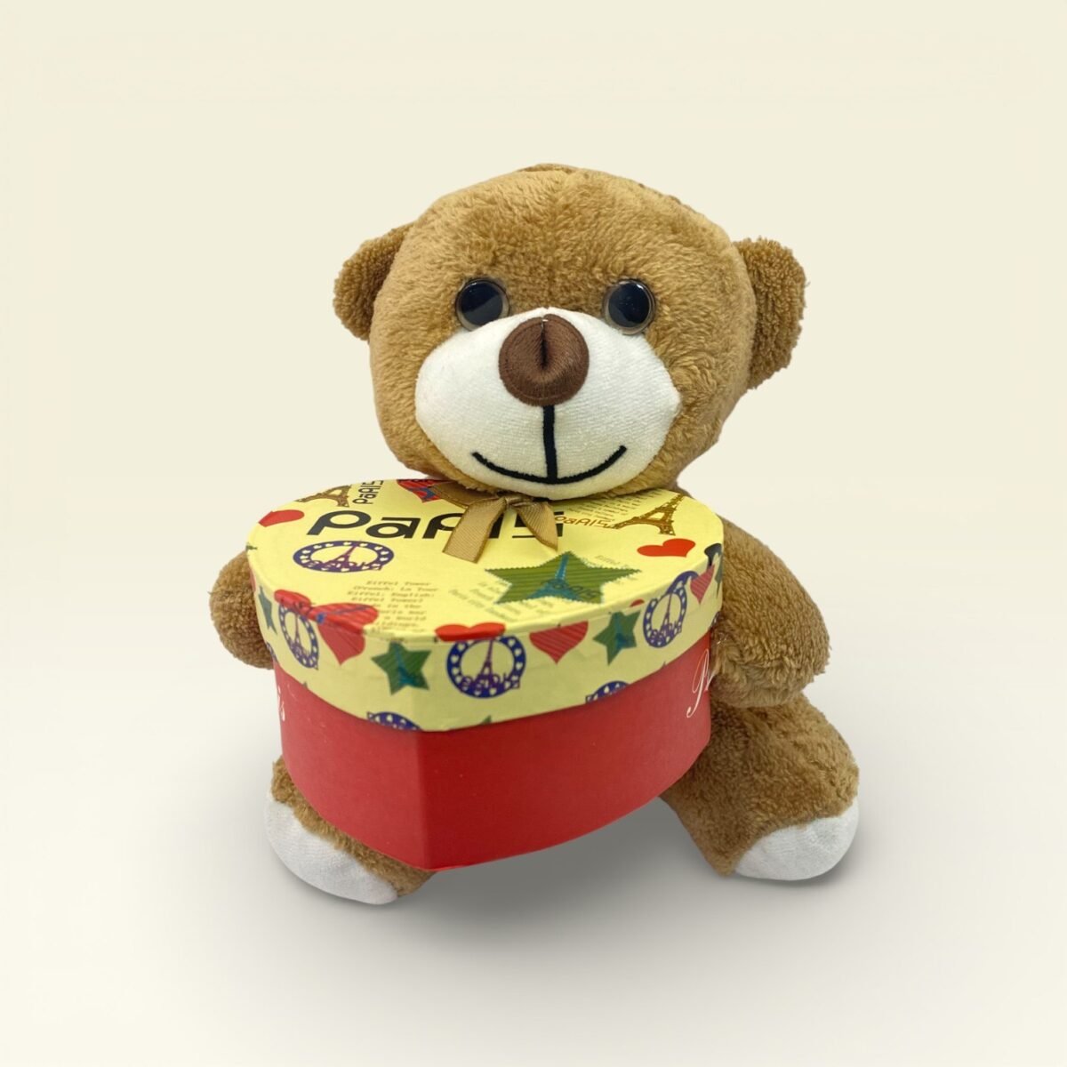 Kalp Kutulu Kahverengi Peluş Ayıcık