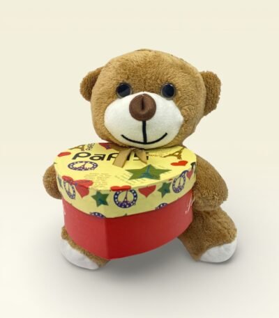 Kalp Kutulu Kahverengi Peluş Ayıcık