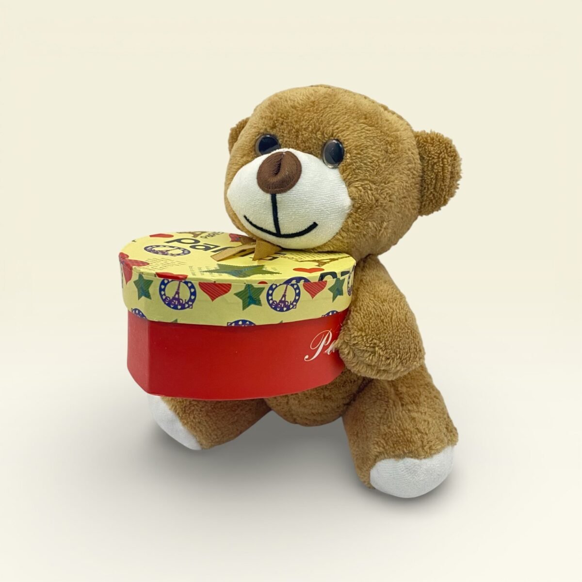 Kalp Kutulu Kahverengi Peluş Ayıcık